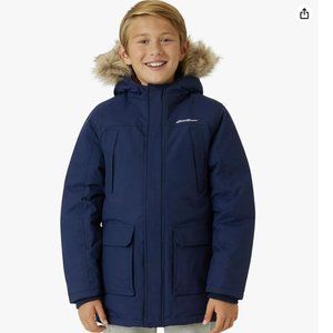 Eddie Bauer Navy Blue Winter Coat Waterproof Heavyweight Down Parka - Size 14